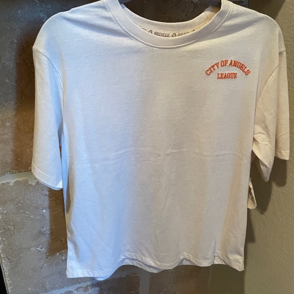 NWT Recycled Threads Embroidered Camo lettered Crop Top Trendy Fall LG - Picture 3 of 6